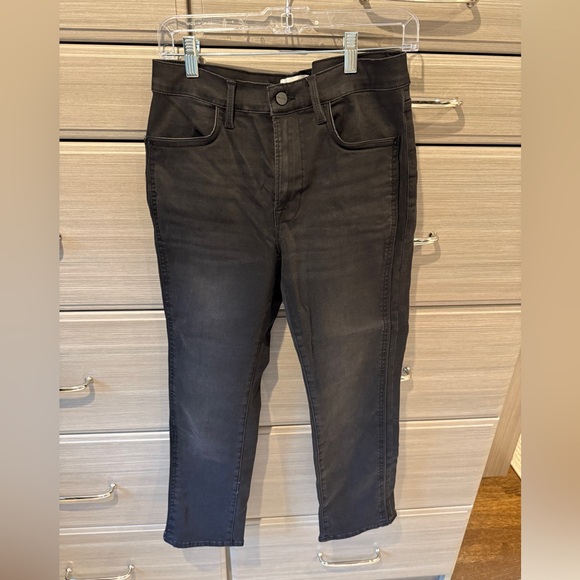 Frame Le high faded Denim Black Straight Leg Jeans - Picture 1 of 5